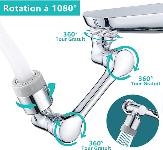 Extension robinet rotative 1080° Métal